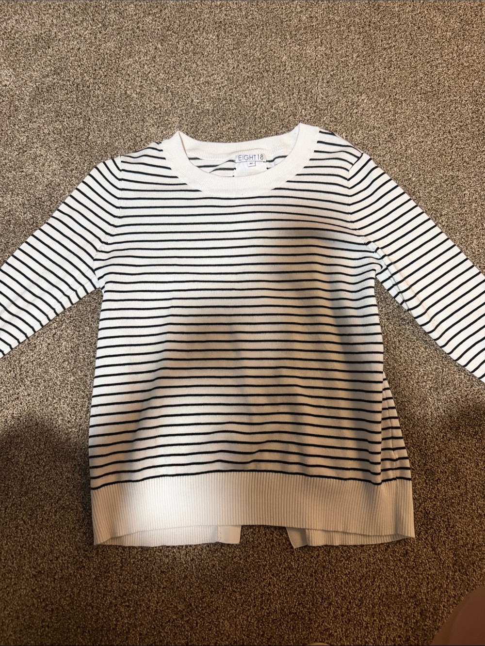 EIGHT18 White & Black Striped Knit Sweater
